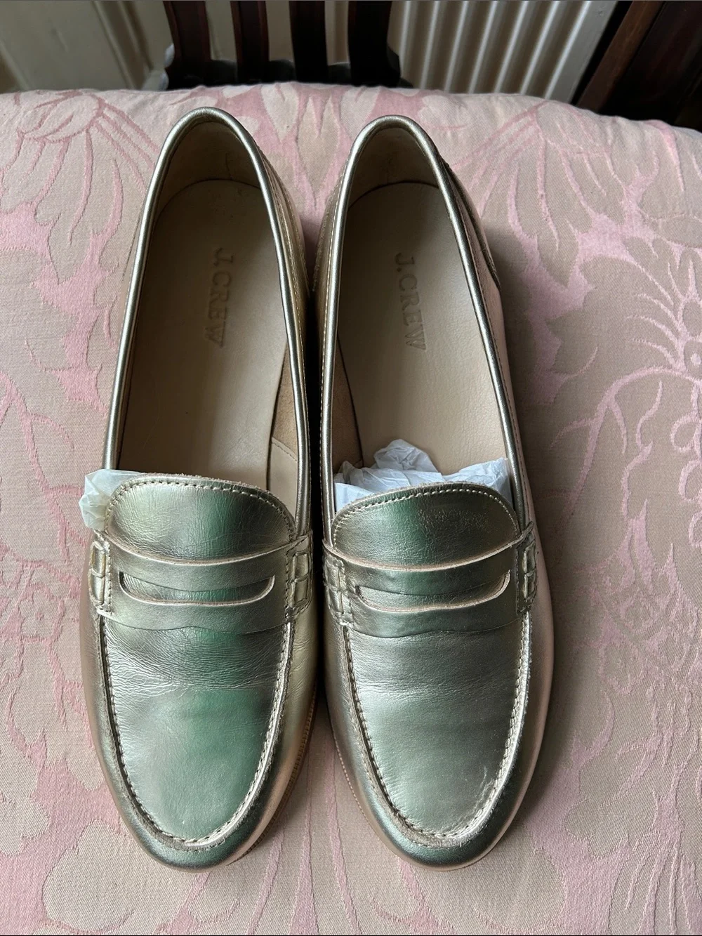 J. Crew Metallic Gold Loafers